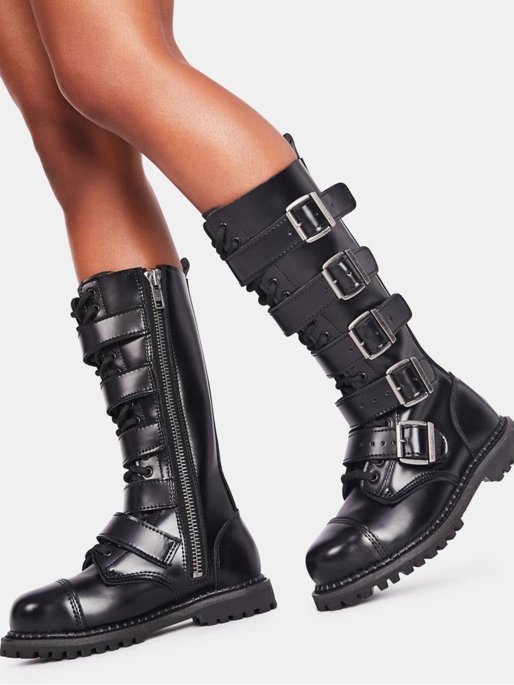 Demonia RIOT-18BK Knee High Boots Size 10